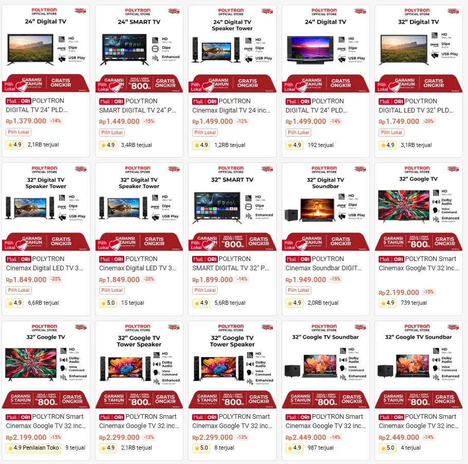 Harga TV Polytron 32 Inch