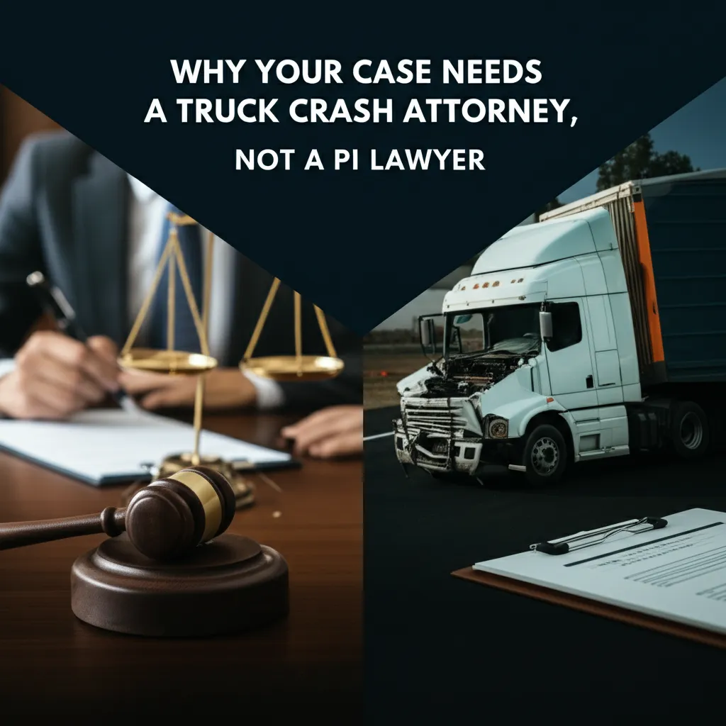 Why Your Case Needs a Truck Crash Attorney, Not a PI Lawyer